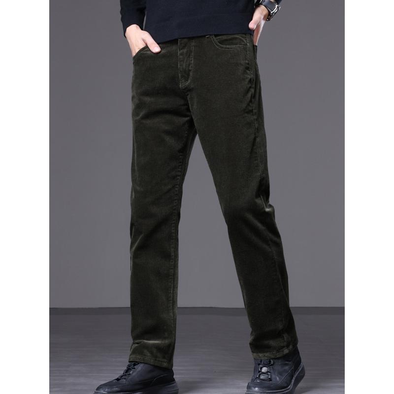 Comfortable men's black corduroy tailored trousers, a key piece for any modern male wardrobe.