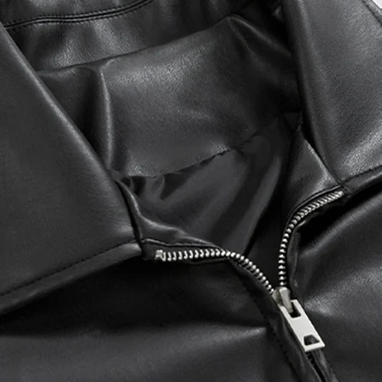 Men's black faux leather bomber jacket, front view, for casual outerwear fashion