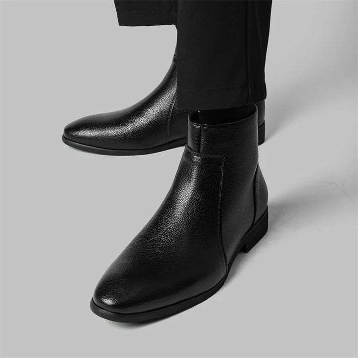 Men's everyday leather ankle boots with a convenient side zipper, perfect for any occasion