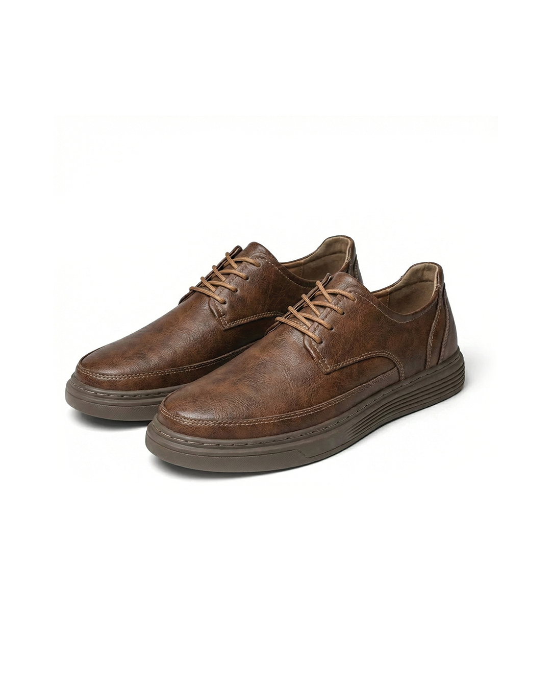 Men's black leather dress sneaker hybrid, combining elegance with comfort for smart casual looks.