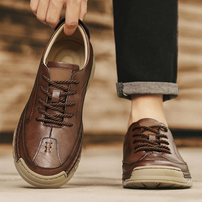 Men's versatile leather shoes in a rich burgundy, blending smart and casual aesthetics