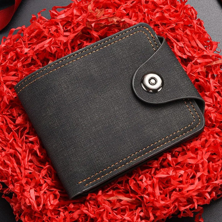 Closed view of men's durable snap wallet, ideal for card and money holding