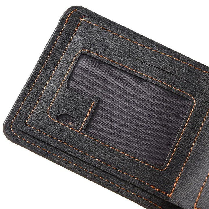 Slim men's snap wallet in brown leather, perfect as a gift for him