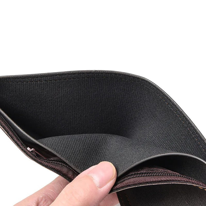 Compact men's money holder wallet with secure snap closure, fits front pocket