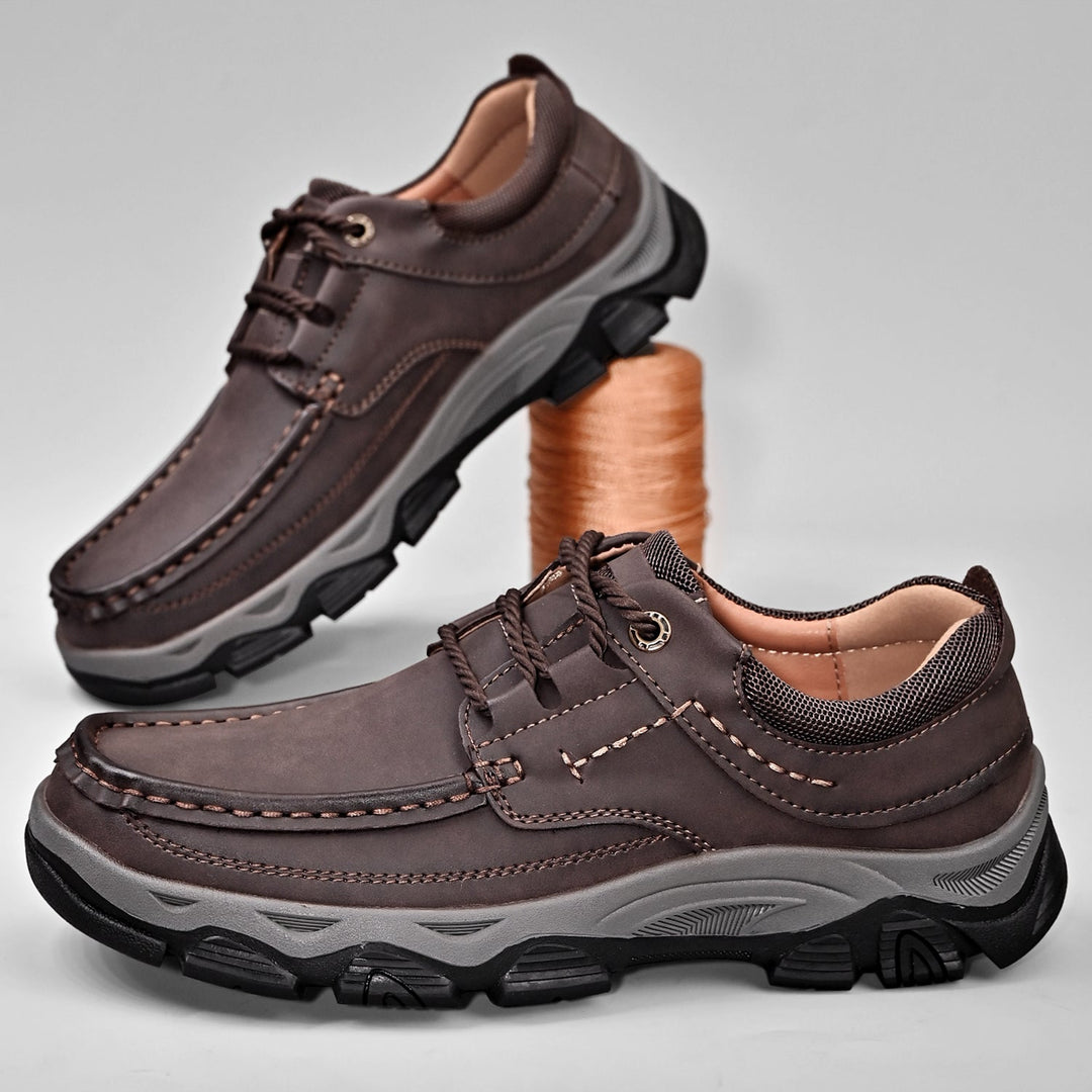 Front view of men's orthopedic laced loafers, showcasing the classic loafer silhouette