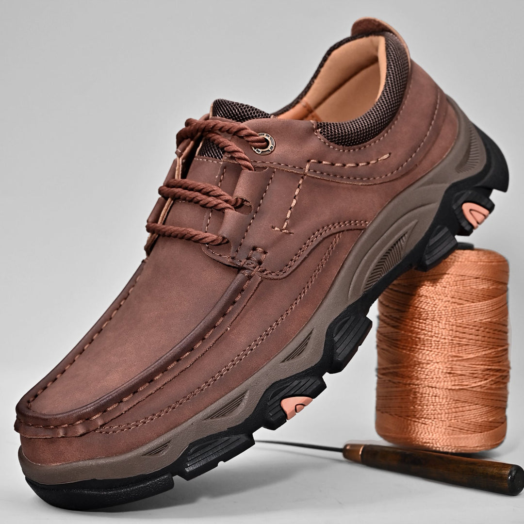Side profile of men's smart orthopedic loafers, offering arch support and casual comfort