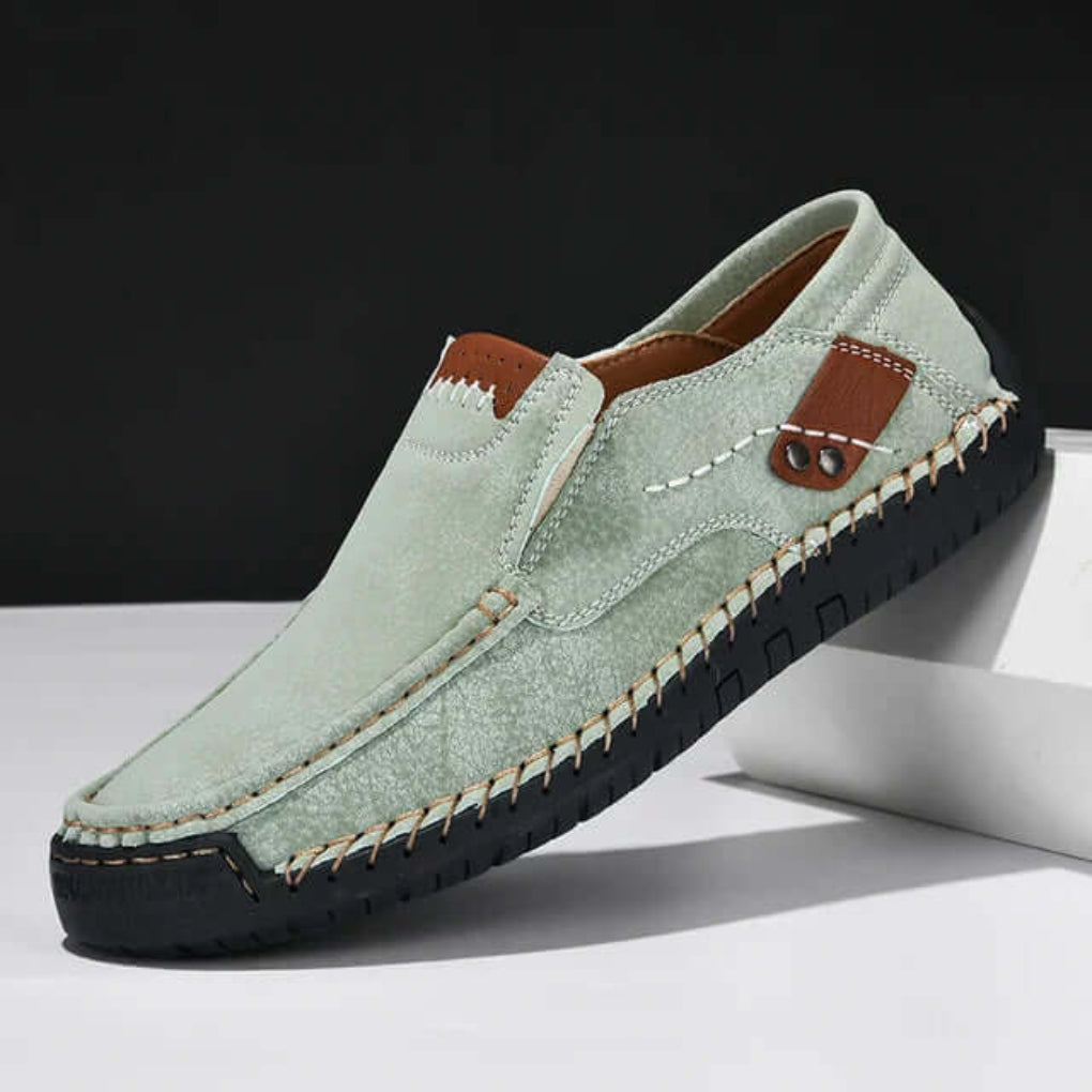 Durable men's slip-on orthopedic shoes with arch support, designed for easy wear & stability.
