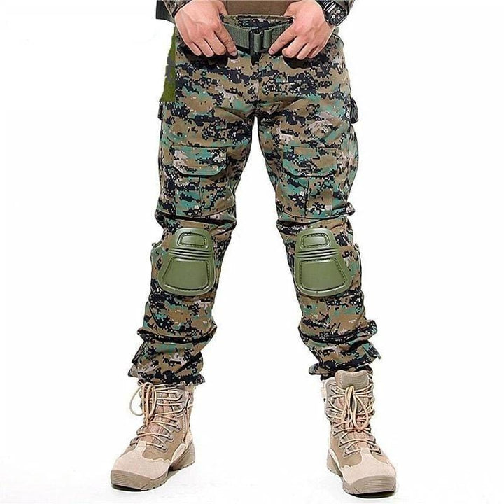 Back view of men's tactical cargo pants, showing pocket flaps and durable construction for outdoor use