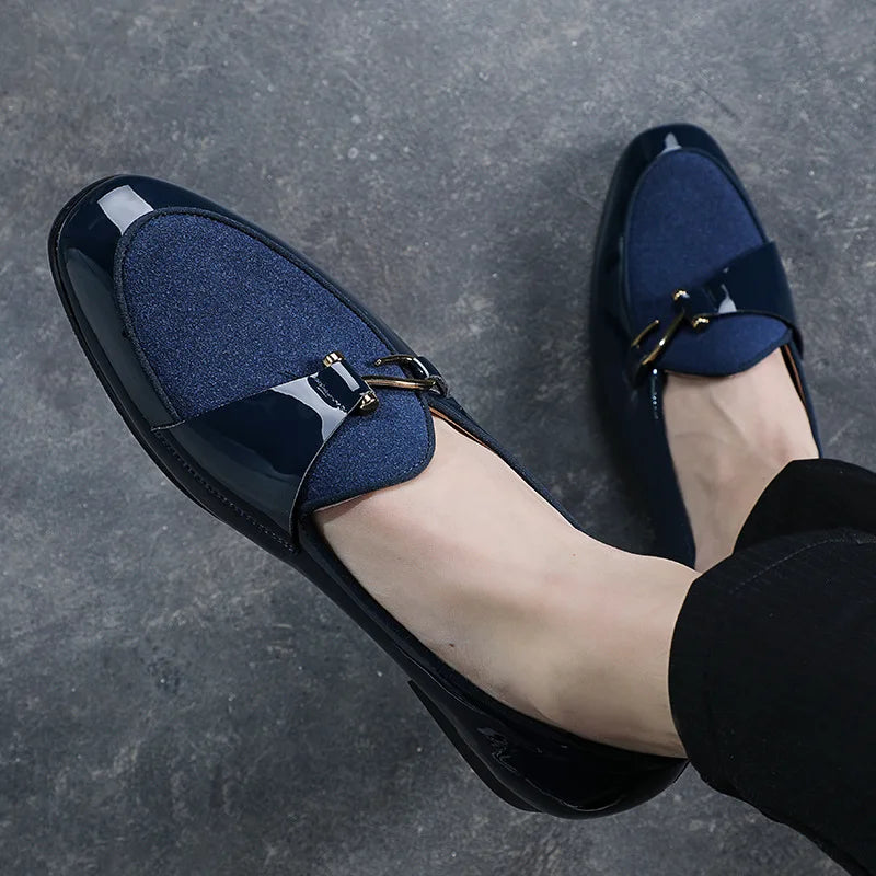 Elegant men's patent leather loafers with a sleek finish, ideal for formal wear
