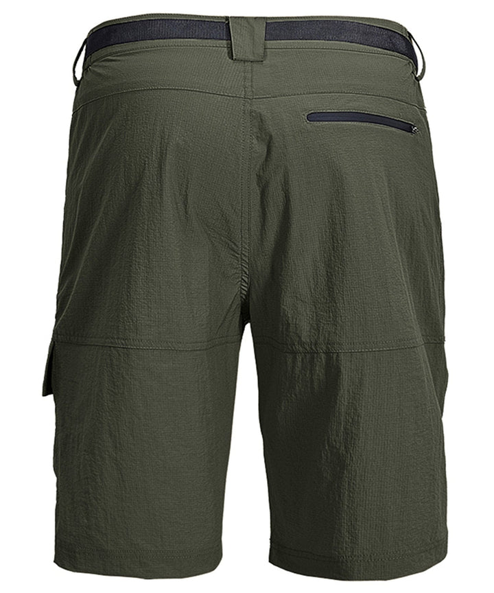 Men's green gym shorts with side pockets, perfect for workouts & casual outdoor activities