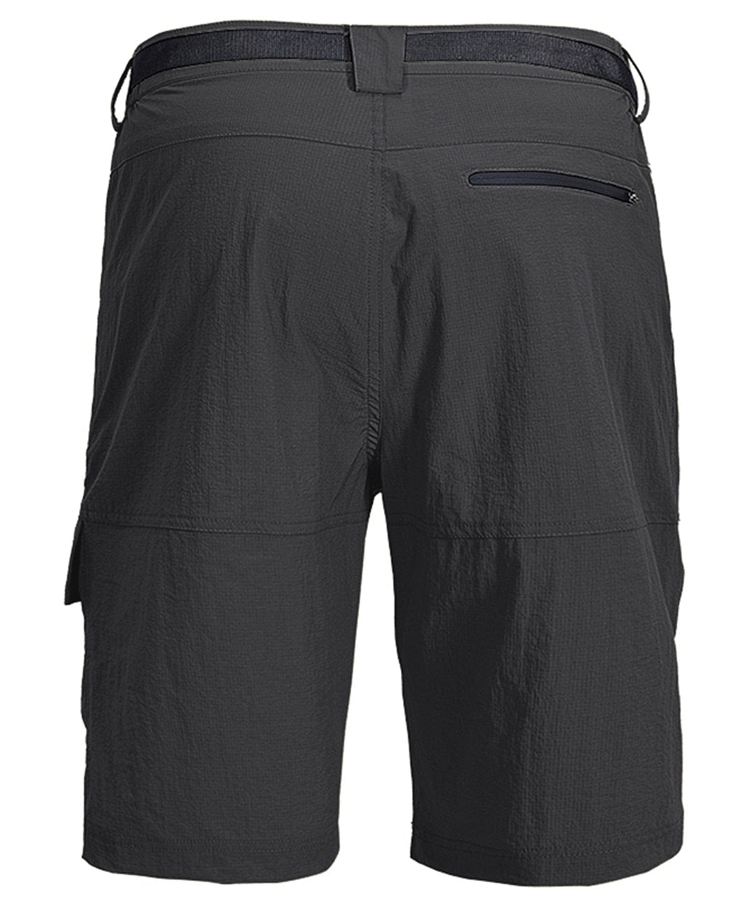 Athletic men's shorts on a hanger, ready for sports, made from durable nylon spandex