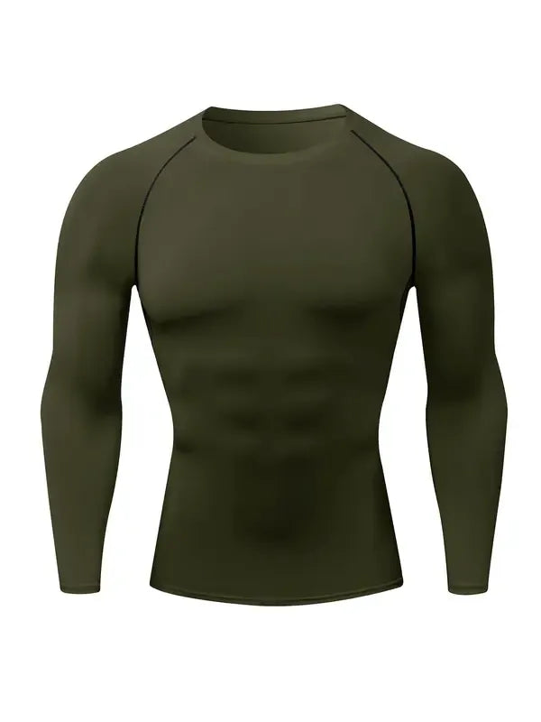 Men's performance-fitted long sleeve shirt, blue, moisture-wicking and comfortable activewear