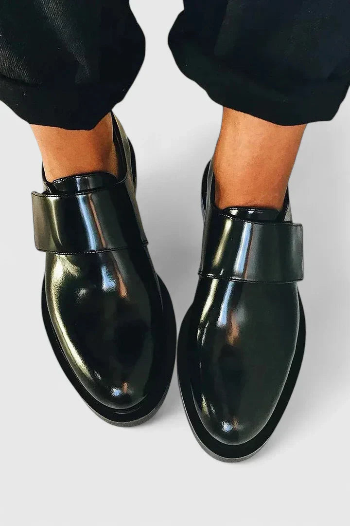 Men's black slip-on loafers, perfect casual dress shoes for comfortable spring & summer wear