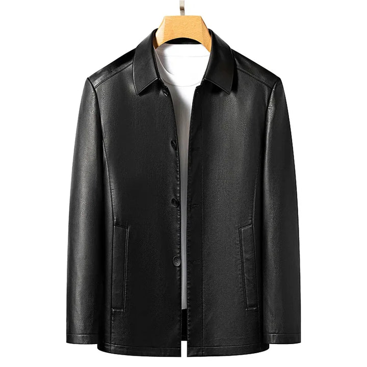 Men's brown vegan leather jacket, fitted, lightweight and ideal for everyday casual wear