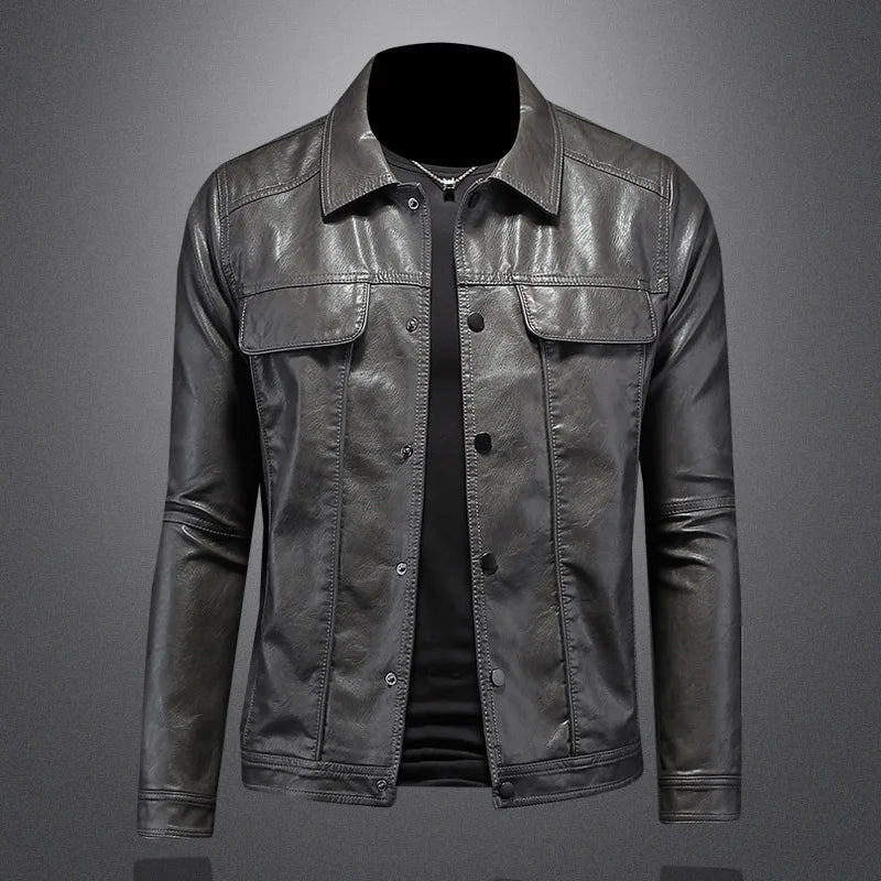 Stylish men's faux leather Napoli jacket in dark brown, perfect for everyday wear and fashion