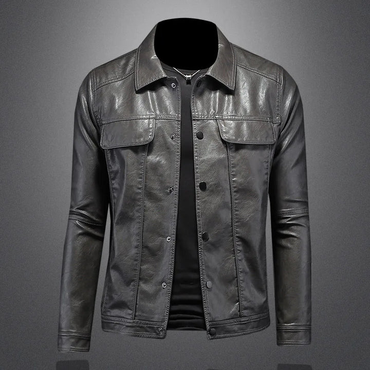 Stylish men's faux leather Napoli jacket in dark brown, perfect for everyday wear and fashion