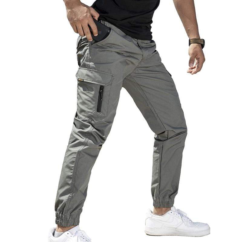 Back view of men's waterproof jogger pants, emphasizing the clean silhouette and comfort