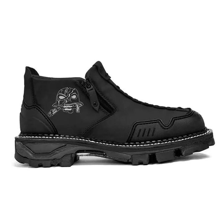 Rugged men's combat boots with side zipper, perfect for tactical and outdoor adventures
