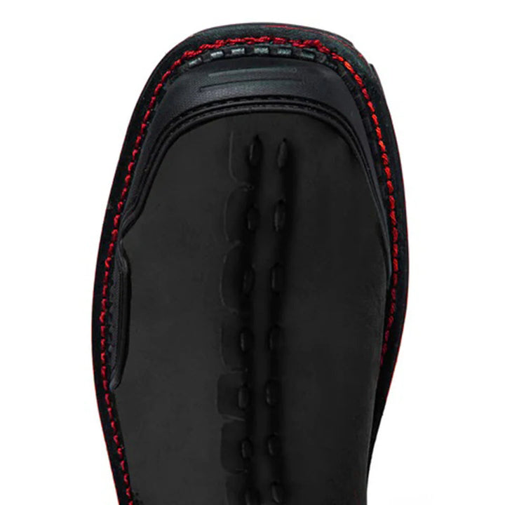 Full view of men's black tactical combat boots with zipper, ideal rugged outdoor footwear