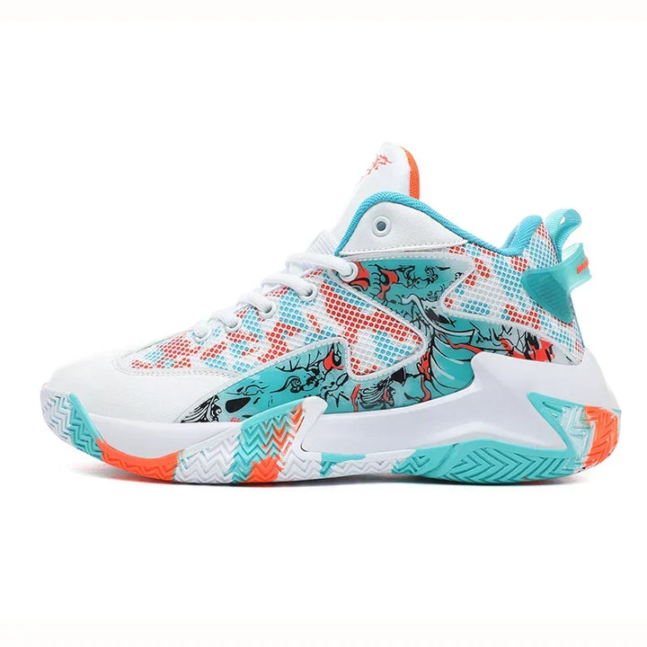 Men's Calvin high-top graphic print basketball sneakers for court performance.