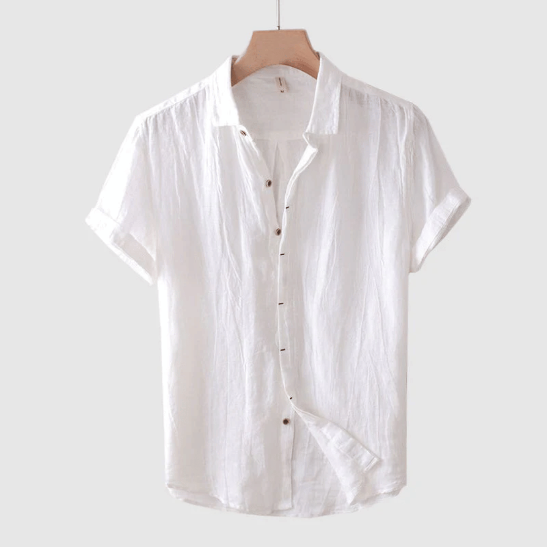 Casual men's short sleeve summer shirt, great for vacation, beach, or everyday warm weather fashion.
