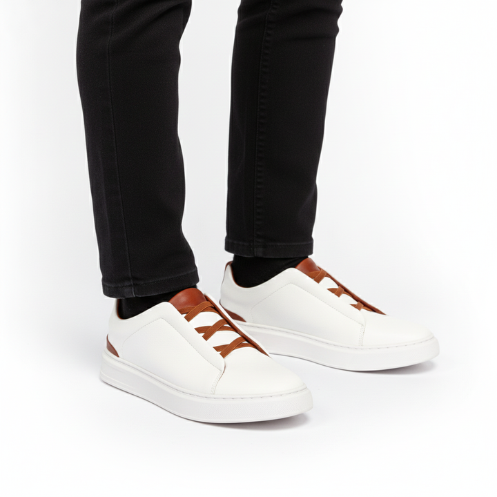 Side view of men's Capri Comfort slip-on loafers, showcasing the comfortable sole and sleek design.