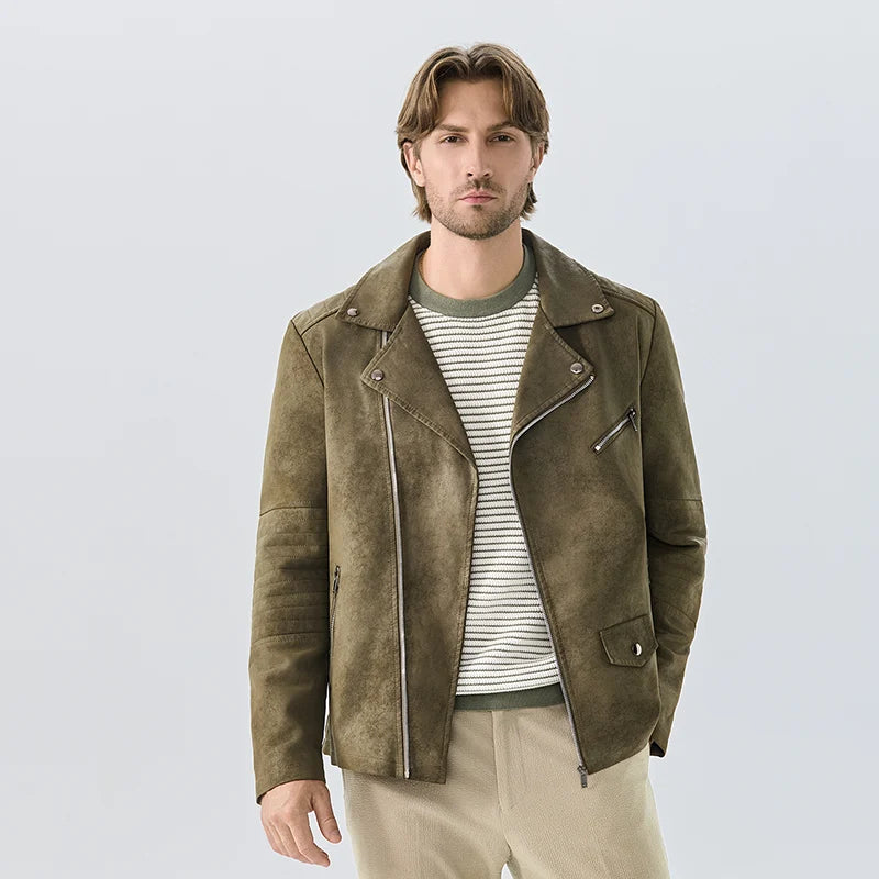 Men's casual jacket, full zip, styled open to show versatility as lightweight outerwear.