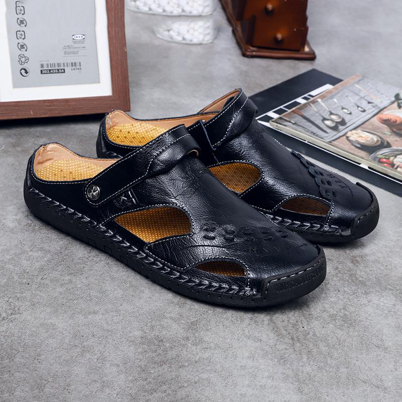 Handcrafted men's genuine leather sandals, breathable and perfect for summer adventures