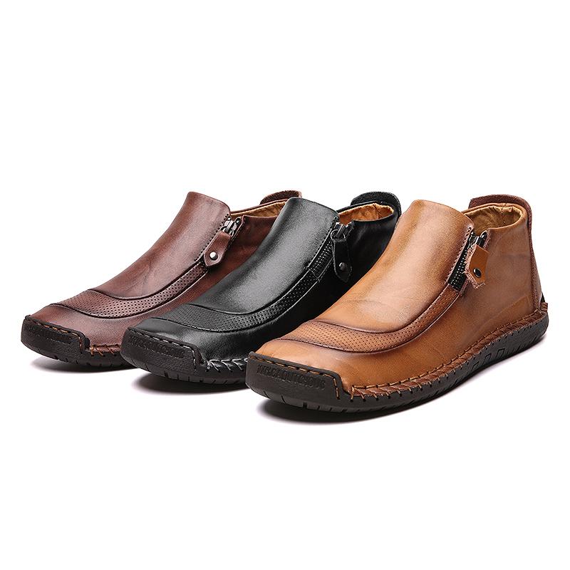 Detail of handcrafted leather texture on Men's Ankle Boots, men's fashion