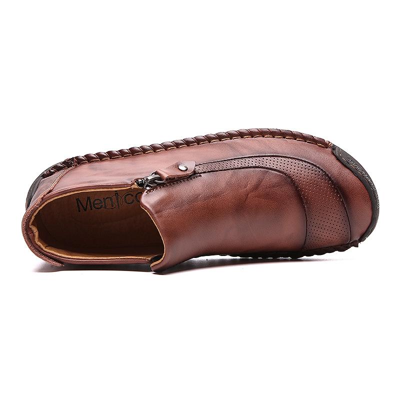 Men's round toe Handcrafted Ankle Boots, comfortable casual shoes