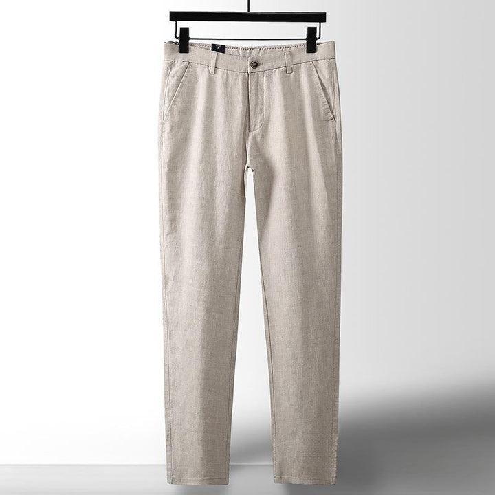 Comfortable men's breathable linen blend trousers, ideal for warm weather