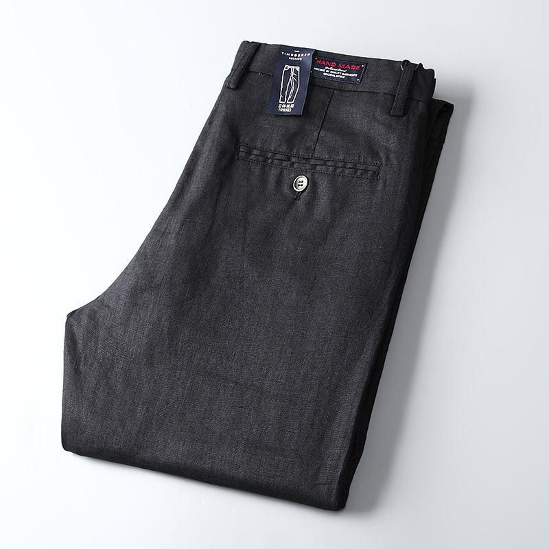Khaki men's casual pants, a breathable linen blend for ultimate summer comfort