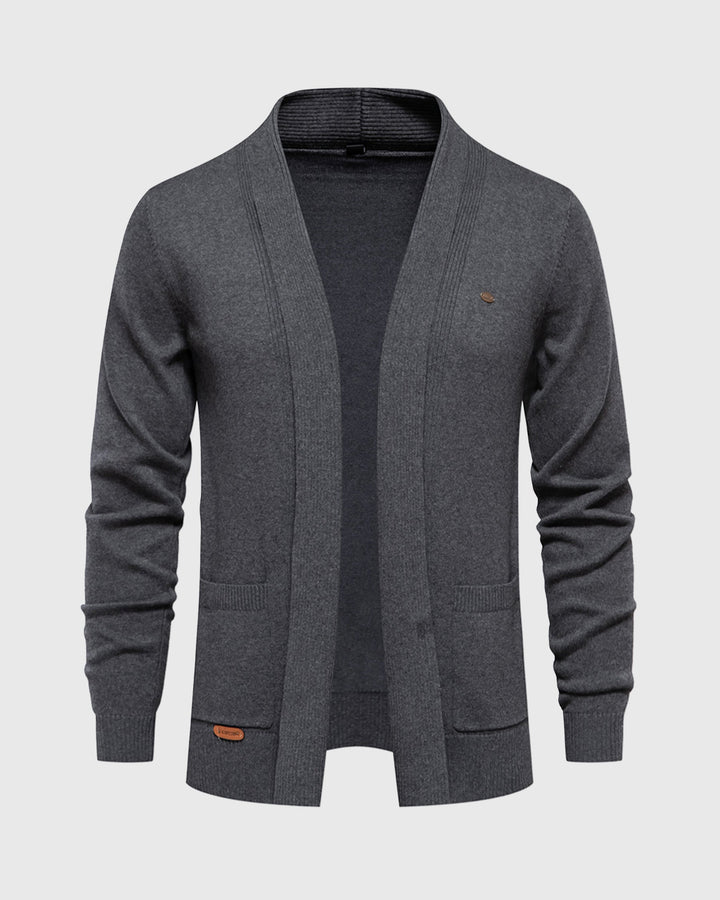 Men's casual knit open-front cardigan in a soft cotton blend, perfect for layering on cool days.