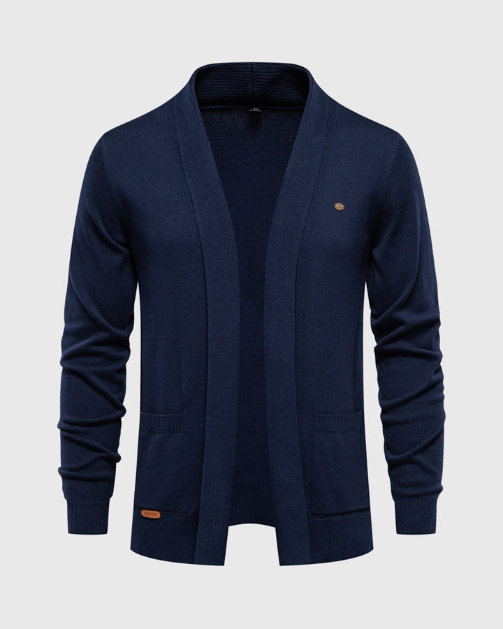 Stylish men's long-sleeve knit cardigan with an open front and comfortable fit for everyday wear.