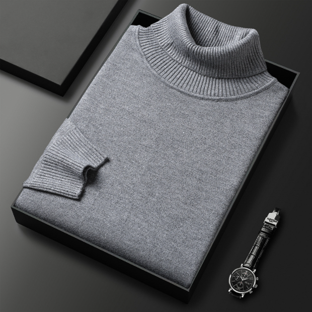 Men's spring fashion: versatile knit turtleneck sweater in a comfortable fit.
