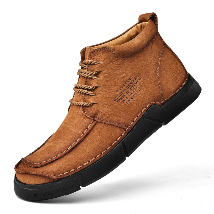 Men's casual leather high-top boots, engineered for winter with orthopedic comfort and durability.