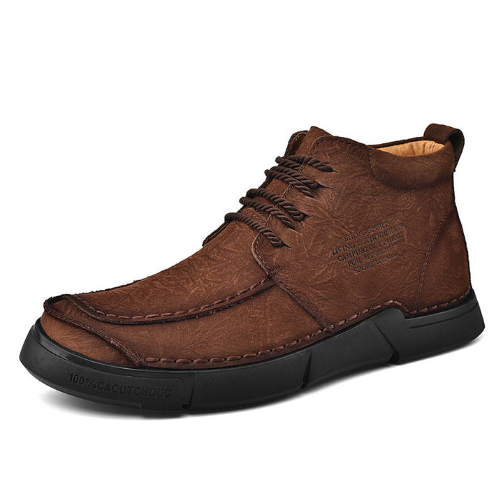 Durable men's high-top leather boots, soft sole for ultimate orthopedic comfort and ankle support.