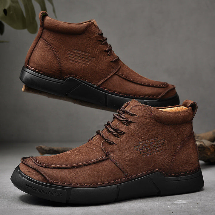 Men's high-top leather boots, soft orthopedic sole ensures comfort and ankle support.