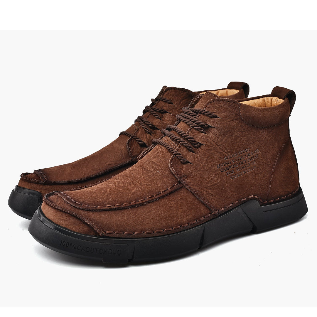Men's casual leather high-top boots, durable construction with orthopedic comfort for winter.