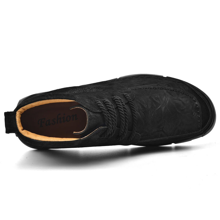 Men's casual leather high-top boots, durable construction with orthopedic comfort for winter.