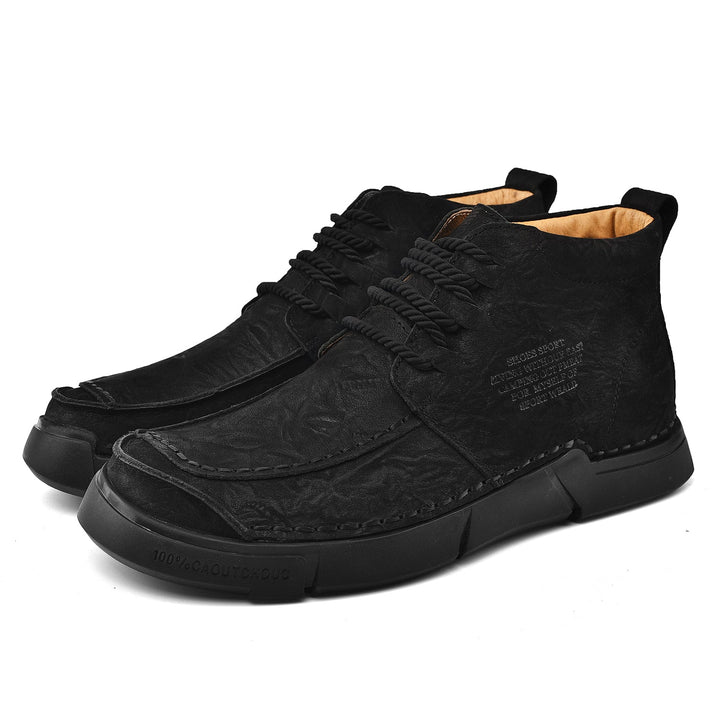 Durable men's high-top leather boots, casual style, soft sole provides ultimate winter comfort.