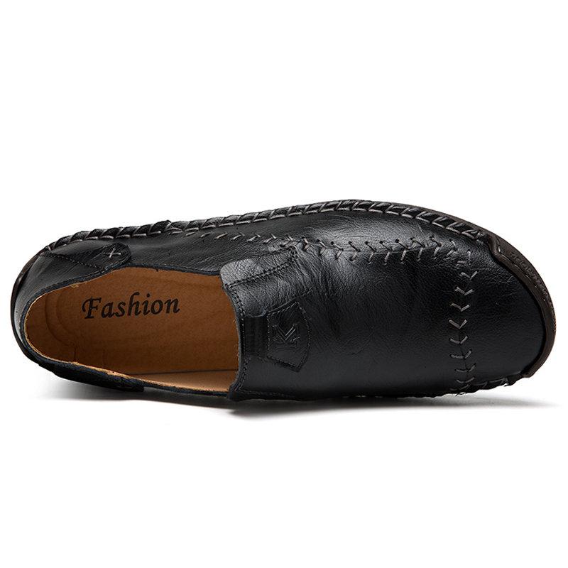 Elegant men's casual shoes, crafted from genuine leather with hand stitching and soft, non-slip sole
