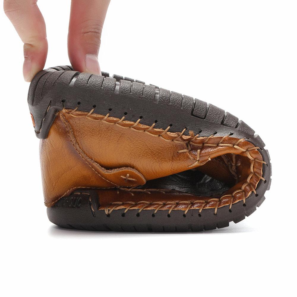 Stylish men's casual leather shoes, detailed with hand stitching and a comfortable soft non-slip sole