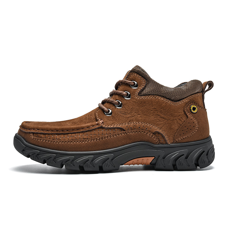 Men's outdoor leather boots, designed as a short, versatile work boot