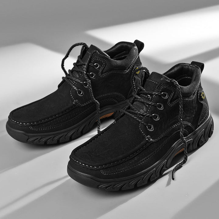 Orthopedic men's leather short boots, providing superior arch support