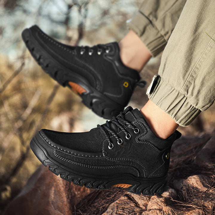 Men's outdoor leather footwear, short boot design, ready for any adventure