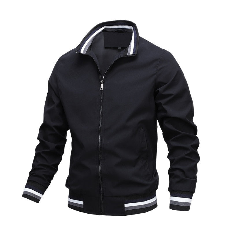 Men's casual lightweight bomber jacket with zipper, perfect for spring/fall outerwear fashion.