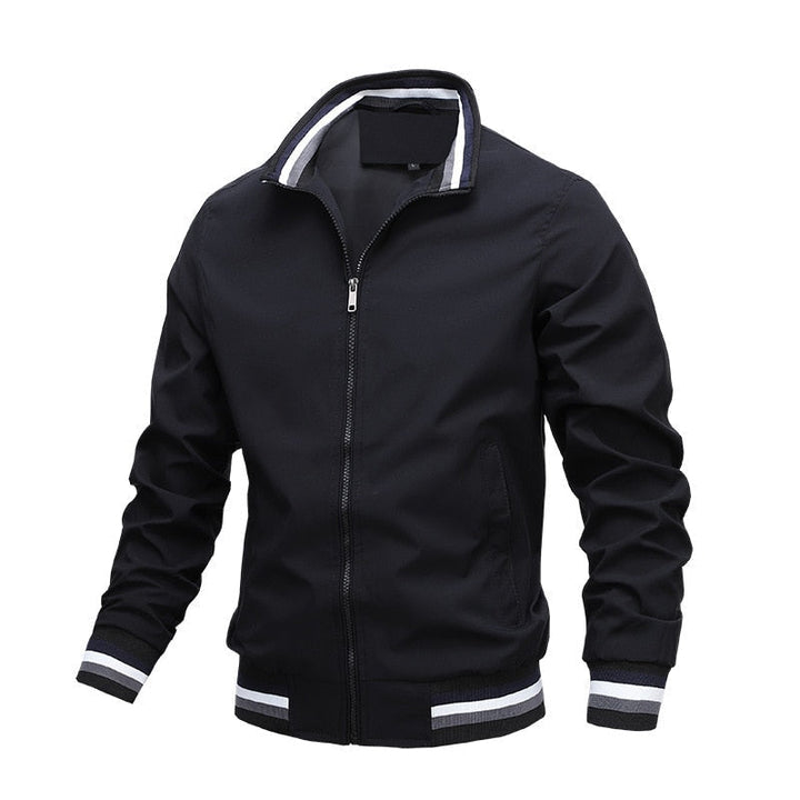 Men's casual lightweight bomber jacket with zipper, perfect for spring/fall outerwear fashion.