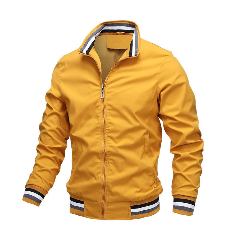 Men's fashion bomber jacket, lightweight and casual with a zipper, great for everyday wear.