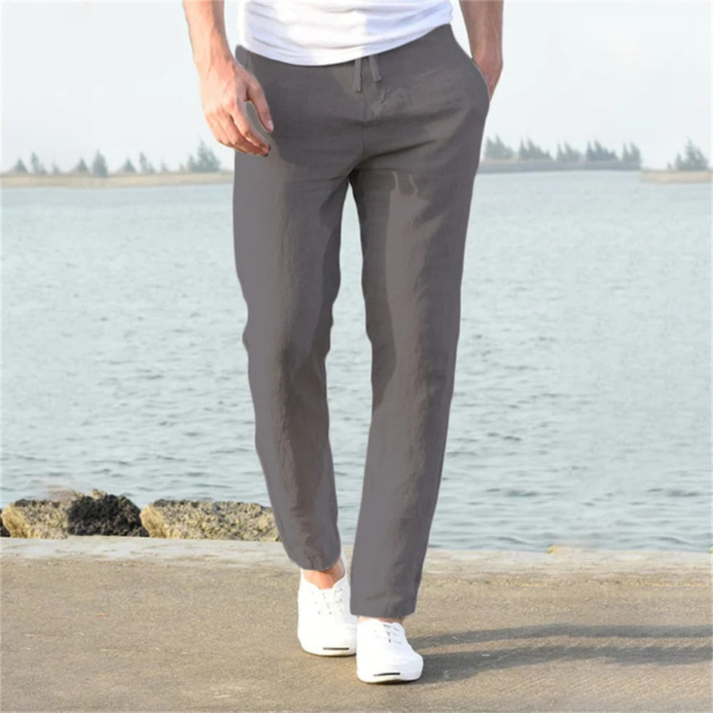 Comfortable men's linen trousers, a must-have for summer travel & casual looks.